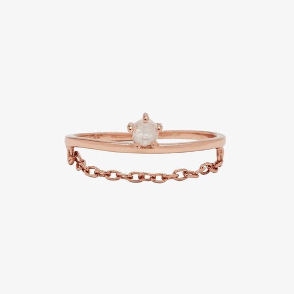 Pura Vida Moonstone Chain Ring Rose Gold - Size 8 - Picture 3 of 3